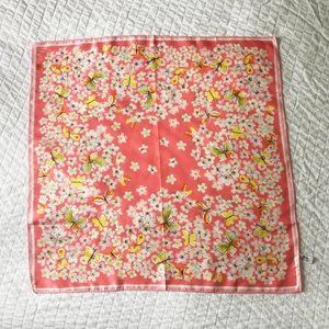Vintage Vera butterfly and cherry blossom scarf, 100% acetate, made in Japan